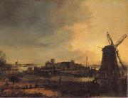 Aert van der Neer Landscape with a Mill oil painting reproduction